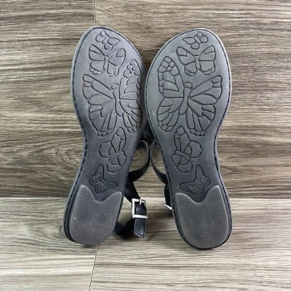 B.O.C. Black Floral T-Strap Buckle Sandals CCAL18 Women's Shoes Size 6 - Picture 6 of 9